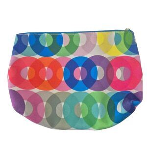Kapitza x Clinique Multicolored Circle Print Makeup Bag Zipper Closure